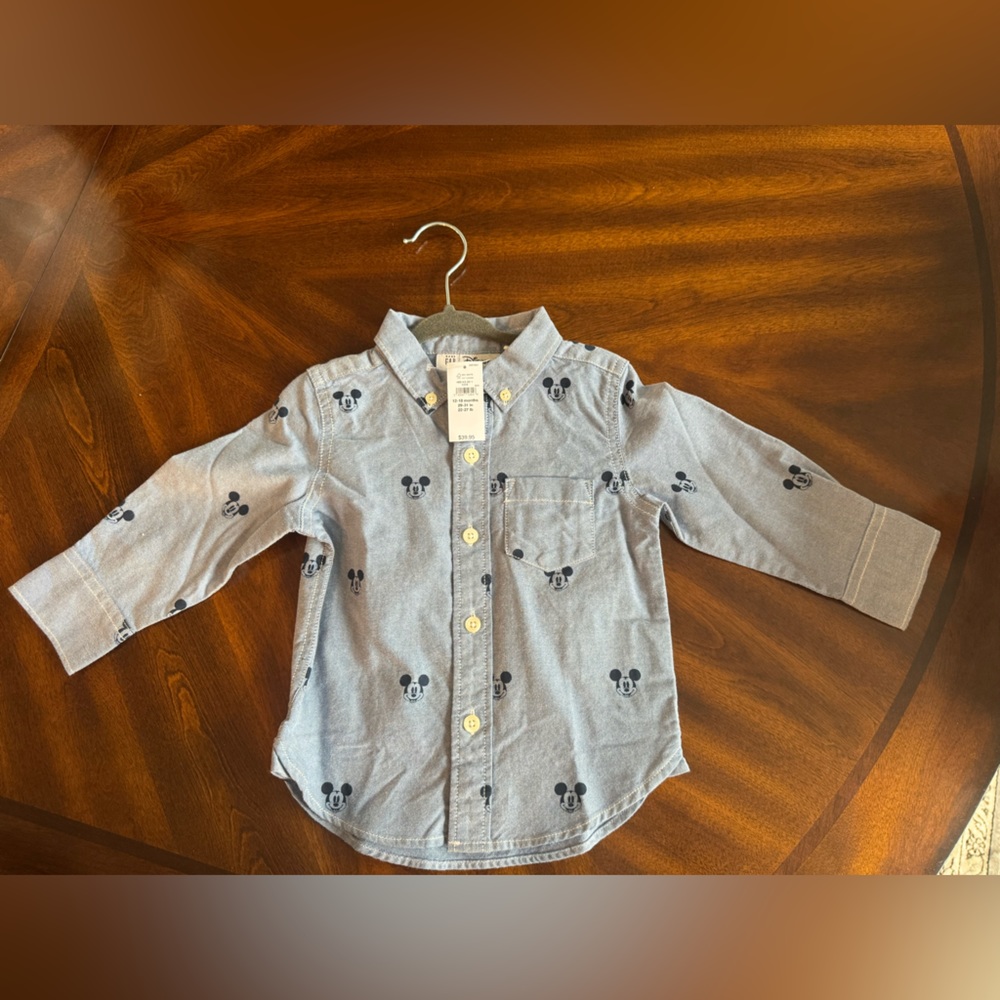 NWT gap kids Mickey button down shirt size 12-18 months